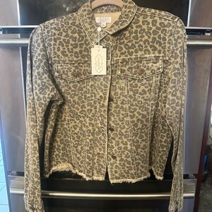 NEW Mud Pie Leopard Print Jean Jacket